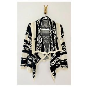 Moon Collection Aztec Print Open Waterfall Cardigan Sweater